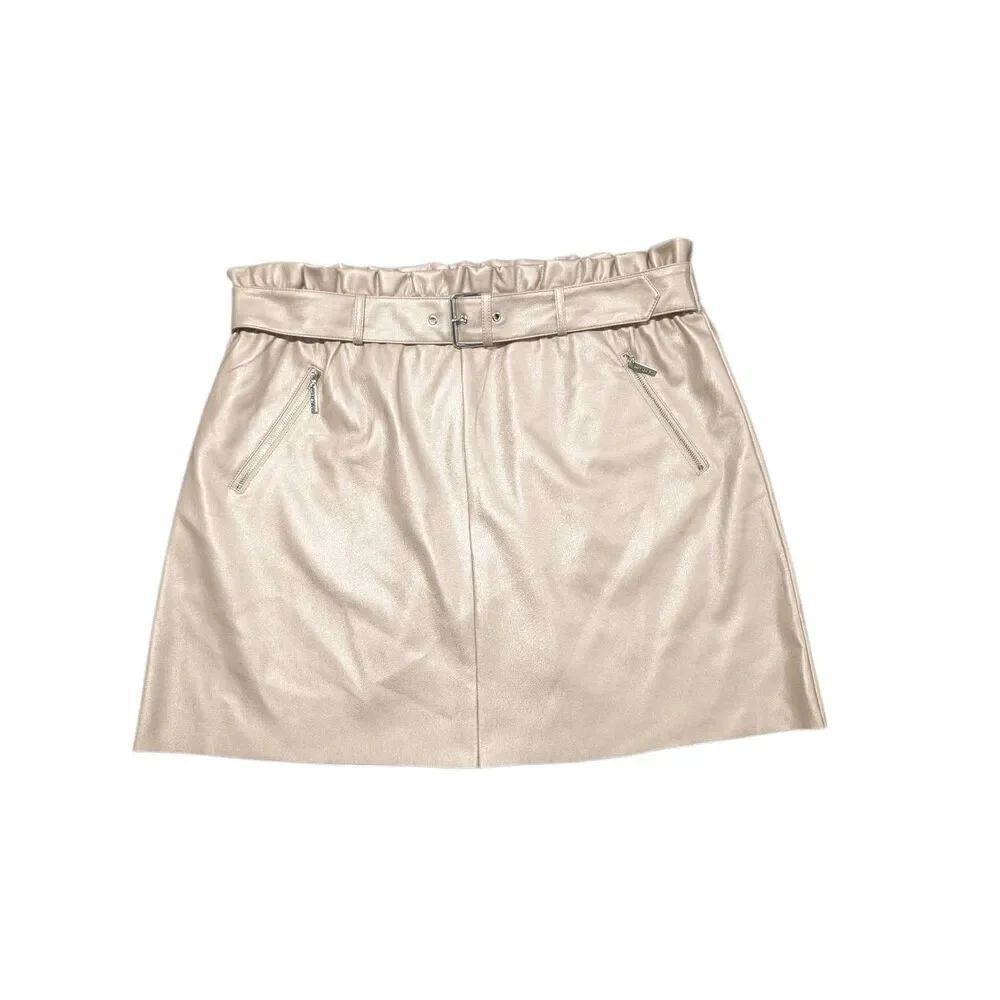NWT Marc New York Skirt Skort Soft Faux Leather Light Pink Belted Womens Size Xl